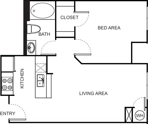 One Bedroom- 1443 Floorplan Image